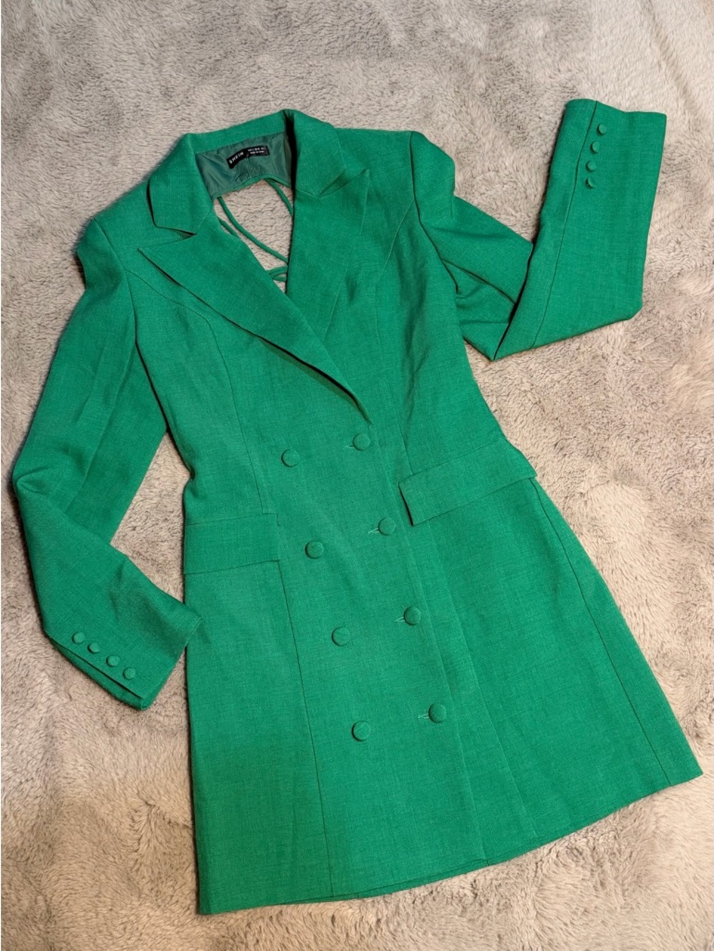 SHEIN Emerald Green Double-Breasted Blazer Dress